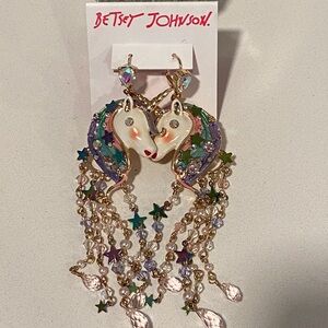 Betsey Johnson Multicolor Unicorn Dangle Earrings NWT